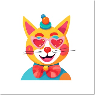 Funny Clown Cat Posters and Art